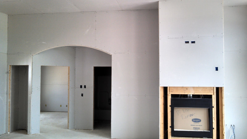 Fireplace with drywall
